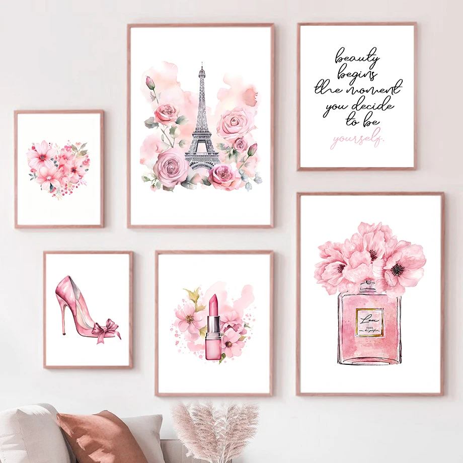 Paris Fashion Art Poster Pink  - Perfume Fragrance House บทวิจารณ์และราคา