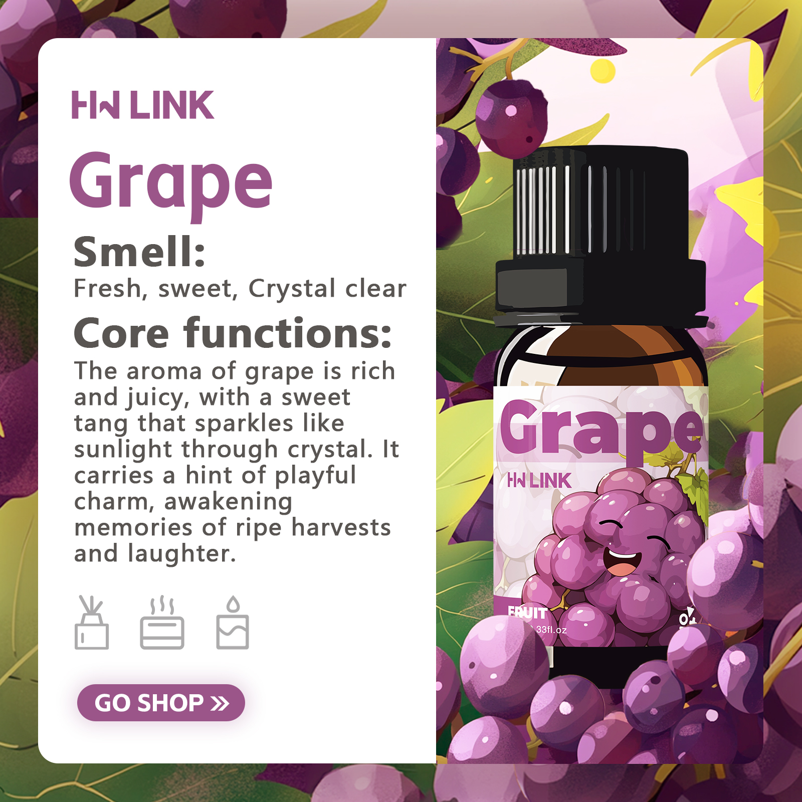 Grape Essential Oil 10ml Perfu - Perfume Fragrance Essence บทวิจารณ์และราคา