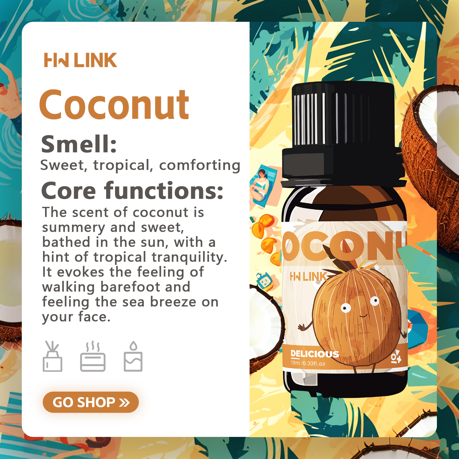 10ml Coconut Essential Oils No - Perfume Fragrance Essence บทวิจารณ์และราคา